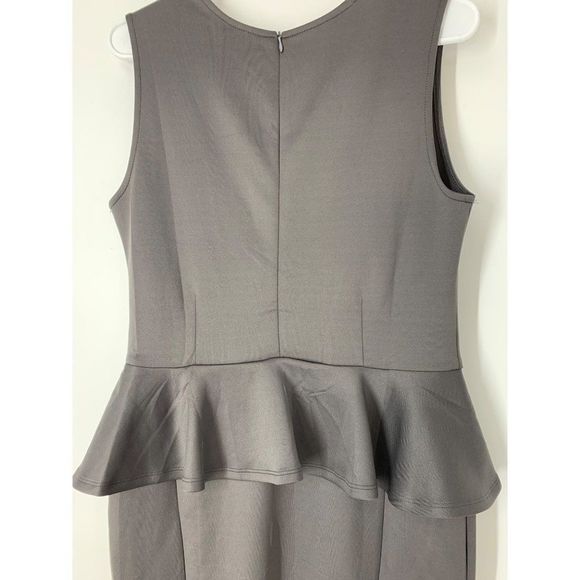 Women’s Tom’s ware grey size large peplum scuba dress sleeveless stretch 5710 - Picture 7 of 10
